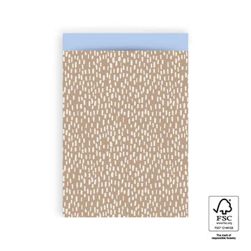 Cadeauzakje L met taupe sparkles en lichtblauwe binnenzijde – Liefs en Lintjes