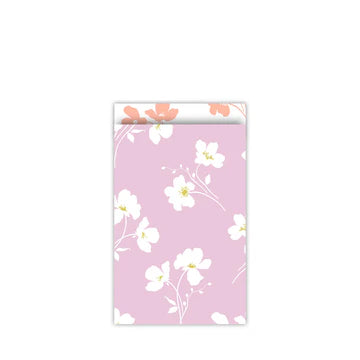 Cadeauzakje maat M (12x19 cm) met Classic Flowers patroon in roze met witte bloemen – Liefs en Lintjes