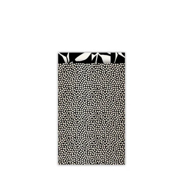 Cadeauzakje maat M (12x19 cm) met Cozy Cubes patroon in zwart en champagnekleur – Liefs en Lintjes