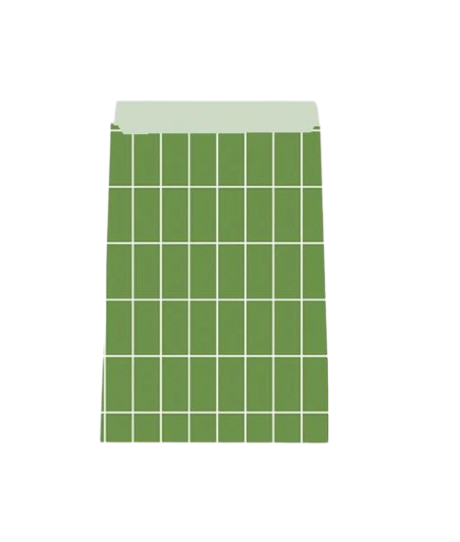 Cadeauzakje maat M (12x19 cm) met Slim Tiles patroon in groen en wit – Liefs en Lintjes