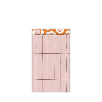  Cadeauzakje maat M (12x19 cm) met Slim Tiles patroon in oudroze en bruin, met Retro Flowers binnenkant – Liefs en Lintjes