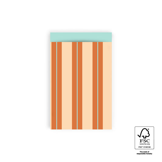 Cadeauzakjes Stripes Peach/Pistache M 12 x 19 cm – set van 5 moderne zakjes met streeppatroon | Liefs en Lintjes
