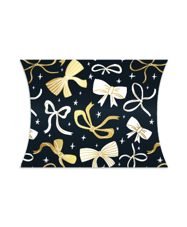 Zwart gondeldoosje met witte en gouden strikken – Bows Black/Gold – Liefs en Lintjes