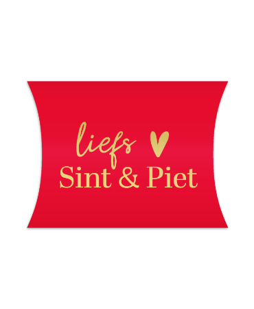 Gondeldoosje Liefs Sint & Piet in rood met gouden tekst en hartje – Liefs en Lintjes