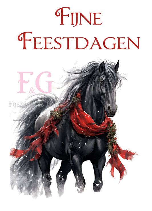 Kaart - FG Fijne feestdagen paard donker