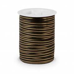 Krullint New Brillante zwart met goudkleurige streep – 10 mm – 5 meter – Liefs en Lintjes

