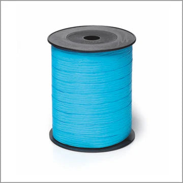 Krullint met paperlook in helder blauw, 10 mm breed – 5 meter lang – Liefs en Lintjes