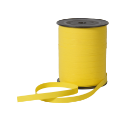 Krullint met paperlook in geel, 10 mm breed – 5 meter lang – Liefs en Lintjes