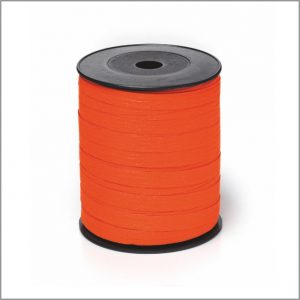Krullint met paperlook in oranje, 10 mm breed – 5 meter lang – Liefs en Lintjes