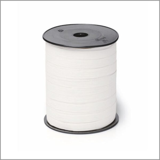 Krullint met paperlook in wit, 10 mm breed – 5 meter lang – Liefs en Lintjes