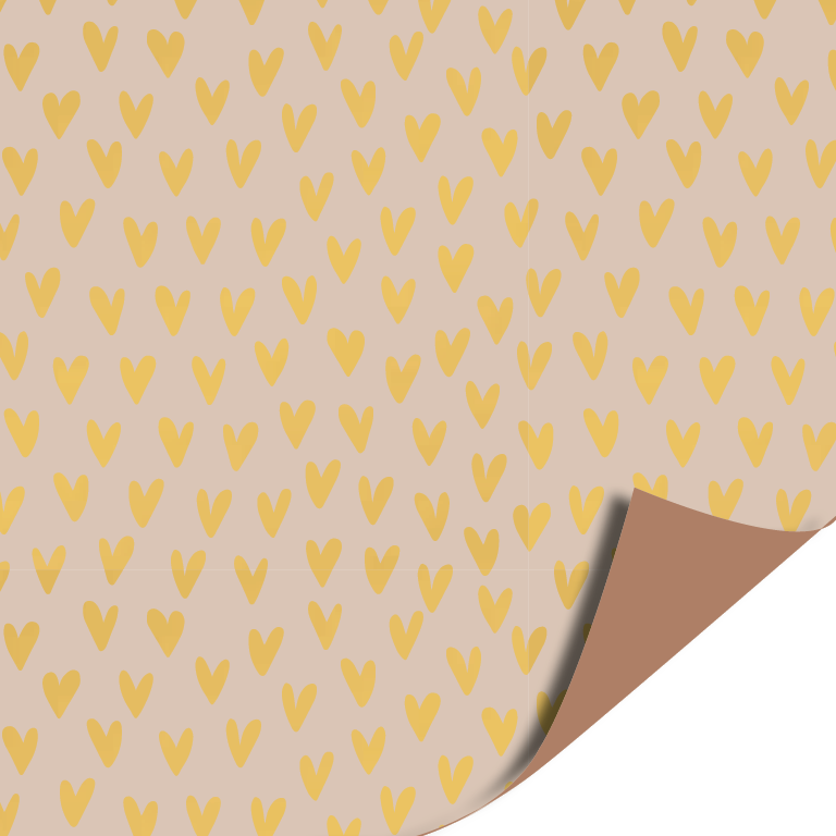 Luxury Hearts Nude cadeaupapier met gouden hartjes en roestbruine binnenzijde – Liefs en Lintjes