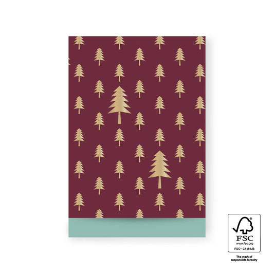 Cadeauzakjes - christmas trees beet red-gold - L