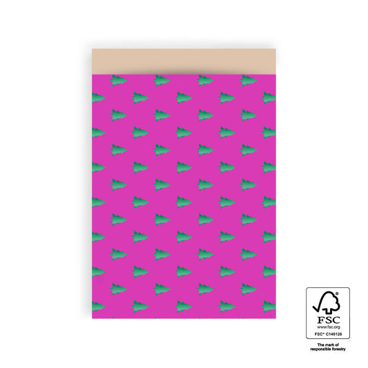 Cadeauzakjes - christmas trees Deep pink/nude - L