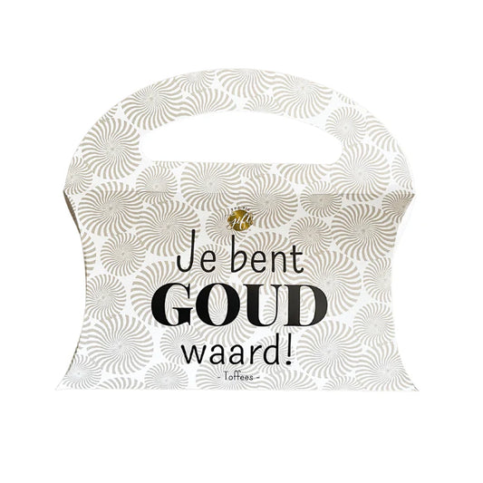 Snoep Tasje Je Bent Goud Waard gevuld met toffees – Liefs en Lintjes 