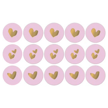 Solo Hearts Lichtroze Assorti stickers 50mm - Liefs en Lintjes