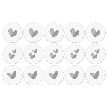 Solo Hearts Mint Assorti stickers 50mm - Liefs en Lintjes