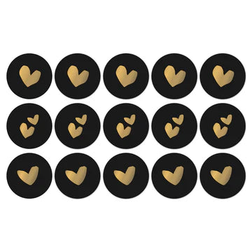 Solo Hearts Zwart Assorti stickers 50mm - Liefs en Lintjes