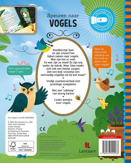 Speuren naar vogels kinderboek met kartonnen zaklamp – Liefs en Lintjes