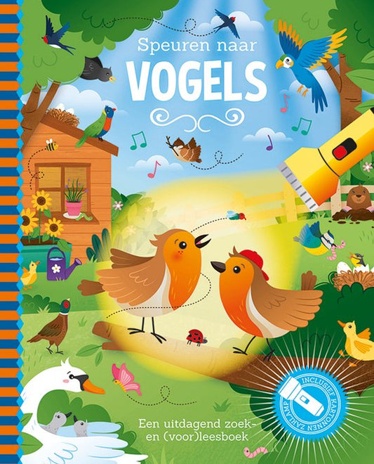 Speuren naar vogels kinderboek met kartonnen zaklamp – Liefs en Lintjes