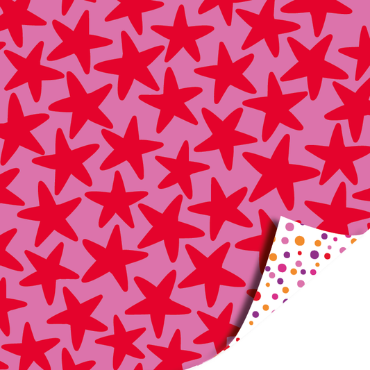 Starry Fun cadeaupapier met rode sterren en stippen binnenzijde – Liefs en Lintjes