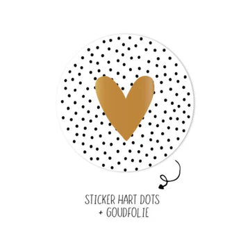 Sticker Hart Dots met Goudfolie (45mm) – Liefs en Lintjes