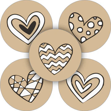Sticker Hartjes (35mm, Set van 10, Mix van Ontwerpen) – Liefs en Lintjes
