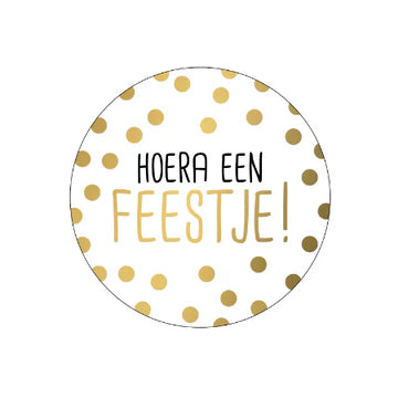 Sticker Hoera Een Feestje! (40mm, Set van 10) – Liefs en Lintjes