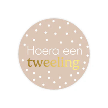 Sticker Hoera Een Tweeling! (40mm, Set van 10) – Liefs en Lintjes