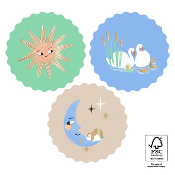 Stickers Baby Dreams (55mm) met zon, zwanen en maan – Liefs en Lintjes