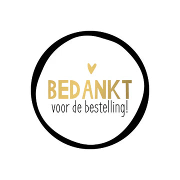 Stickers Bedankt voor de Bestelling (40mm) met goudfolie – Liefs en Lintjes