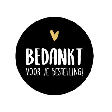 Stickers Bedankt voor je Bestelling (40mm) met goudfolie hartje – Liefs en Lintjes