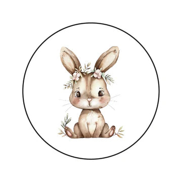 Stickers Bloemenkrans Konijntje (45mm) – Liefs en Lintjes