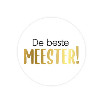 Stickers De Beste Meester (40mm) met goudfolie – Liefs en Lintjes
