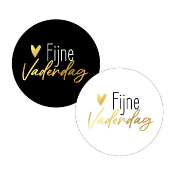 Stickers Fijne Vaderdag (40mm, Zwart/Wit) – Liefs en Lintjes