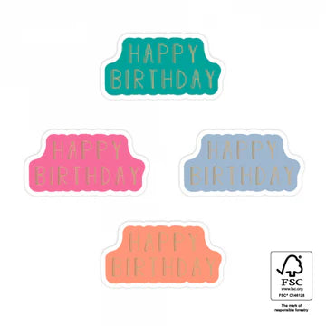 Stickers Happy Birthday (55x30mm, Mix van Kleuren) – Liefs en Lintjes
