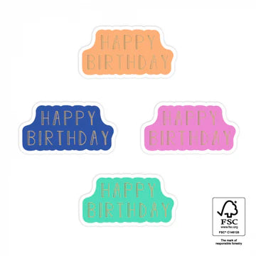 Stickers Happy Birthday (55x30mm, Mix van Kleuren) – Liefs en Lintjes
