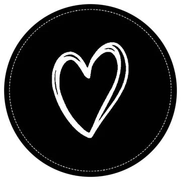 Stickers Hart (45mm, Zwart met Witte Lijn) – Liefs en Lintjes