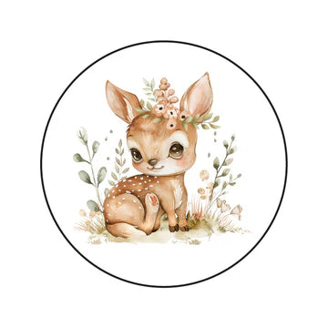 Stickers Hertje met Bloemenkrans (45mm) – Liefs en Lintjes