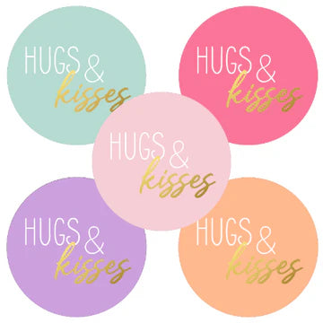Stickers Hugs & Kisses Pastel (40mm) van Liefs en Lintjes