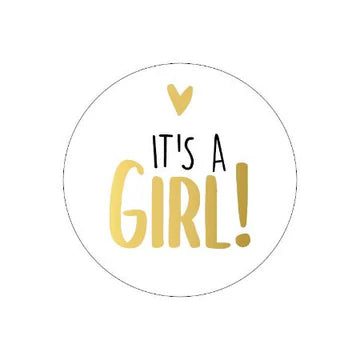 Stickers "It's A Girl!" 40mm van Liefs en Lintjes
