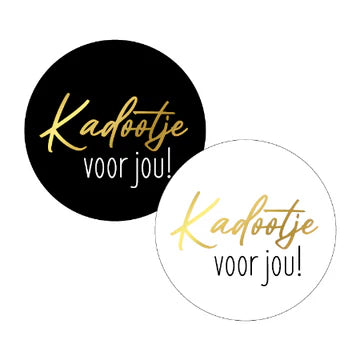 Stickers Kadootje Voor Jou 40mm Zwart/Wit - Liefs en Lintjes