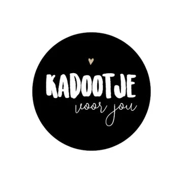 Stickers Kadootje Voor Jou 40mm Zwart/Wit - Liefs en Lintjes
