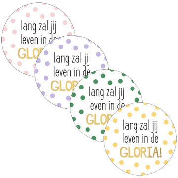 Stickers Lang zal jij leven in de Gloria! 12x mix 40mm - Liefs en Lintjes