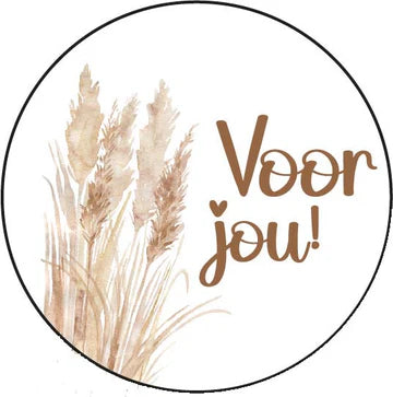 Voor Jou! Pampasgras stickers 45mm - Liefs en Lintjes