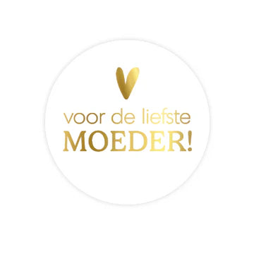 Voor de liefste Moeder met Hart stickers 40mm - Liefs en Lintjes