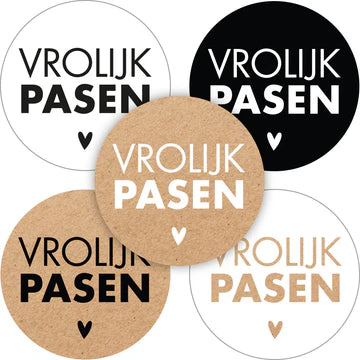 Vrolijk Pasen! Assorti stickers 35mm - Liefs en Lintjes