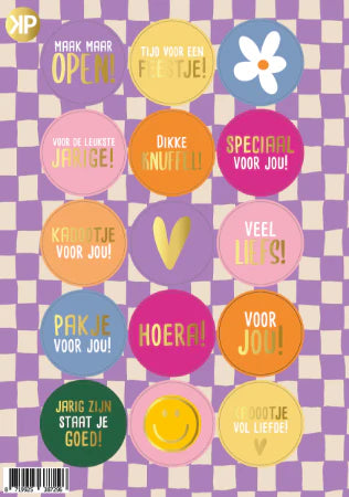 Stickervel Handdraw Grid met 15 ronde stickers 40mm - Liefs en Lintjes