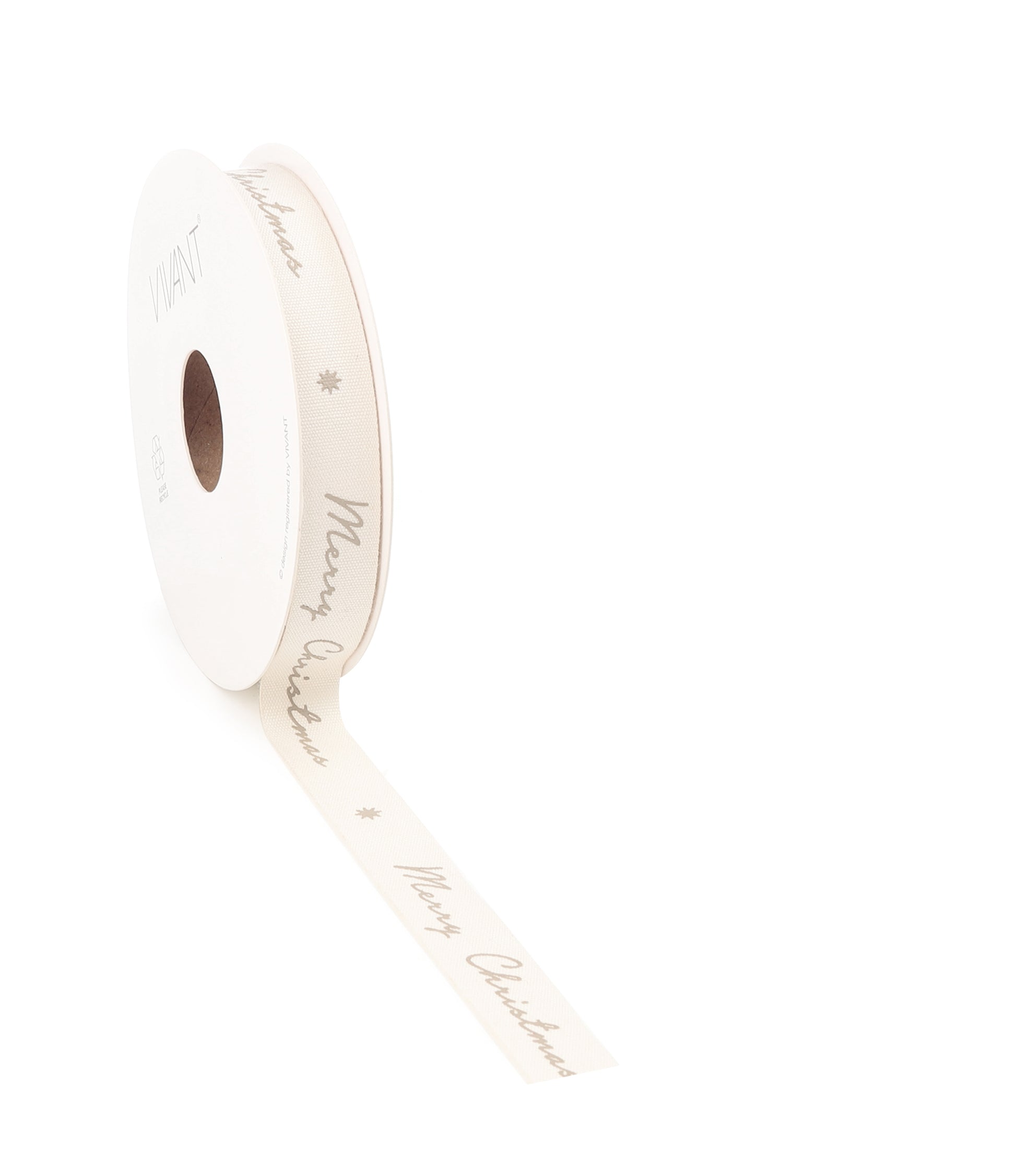 Stoffen lint crème/taupe met tekst Merry Christmas 15 mm – Liefs en Lintjes