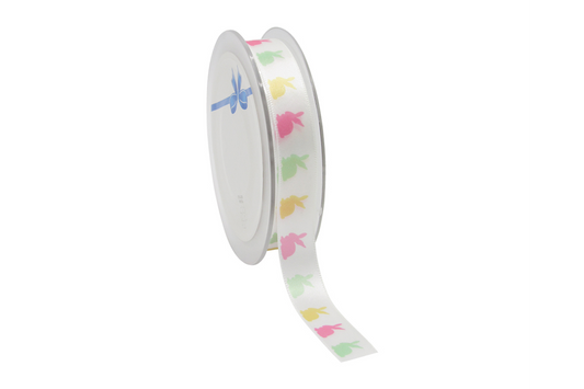 Stoffen lint met pastel konijntjes – multicolour – 15 mm breed – per meter – Liefs en Lintjes