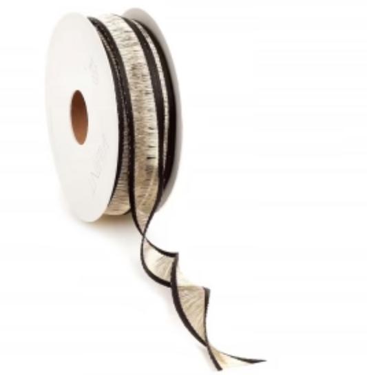 Stoffen lint zwart met krulstructuur – 15 mm breed – per meter – Liefs en Lintjes

